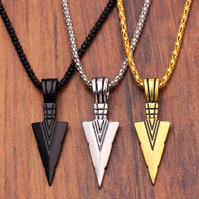 Mens Necklace Arrow Head Pendant Sweater Chain Necklaces Gift Cool Punk Jewelry C $2.53