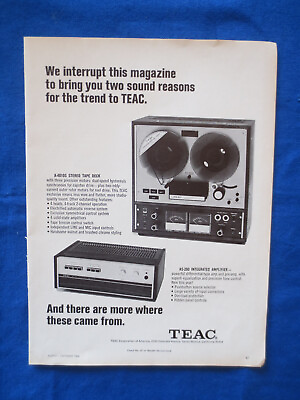 #ad Teac A 4010S R2R AS 200 Integrated Amp Magazine Ad Audio Mag October 1968 C $25.75