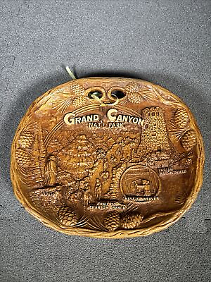 #ad Vintage Grand Canyon National Park Souvenir Faux Wood Resin Bowl Taco Wall Hang $9.99