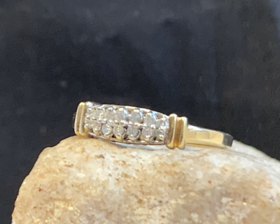#ad 10K Yellow Gold Diamond Ring 1.95g Fine Jewelry Sz 8 Band Round Prong 14 Gems $199.95