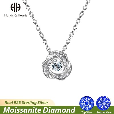 Luxury Clover Windmill Moissanite Diamond Necklace Women Real 925 Silver Jewelry $32.98
