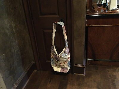 #ad Eyeful Hippie Bohemian Embroidered Sack Handbag. Beige. Nice Stitching Details $21.00