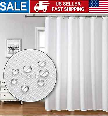 #ad Waffle Weave Fabric Shower Curtain 230 GSM Heavy Duty Hotel Luxury Waterproof $19.48