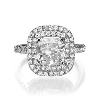 #ad F VS2 Cushion Cut Diamond Engagement Ring 1.45 CT 14K White Gold Solitaire $1263.60