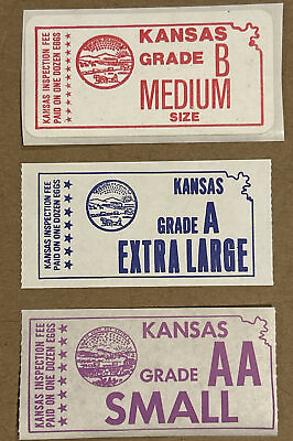 #ad Vintage Official Kansas Egg Inspection Stamps Lot Of 3 $10.00