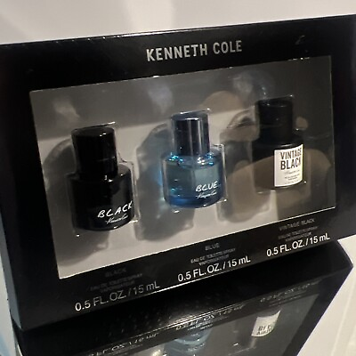3pc Kenneth Cole EDT BLACK BLUE VINTAGE BLACK Gift Set Men .05eaNIB 660 $42.84