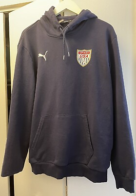 #ad Men’s Puma Navy FC USA Soccer Club Pullover Hoodie Size L $50.00