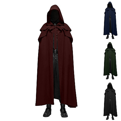 #ad Halloween Unisex Cosplay Hooded Cloak Robe Medieval Witchcraft Cape Robe Costume $49.99