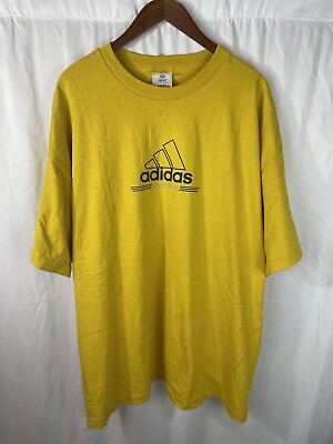 #ad Vintage Yellow Adidas Tee Size XL Adidas Logo Shirt Mens XL $12.00