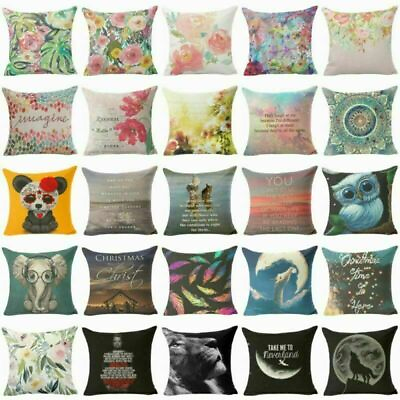 #ad Decor Home Case Cotton Pillow Flowers Linen Decoration Beautiful Cushion Cover C $8.26
