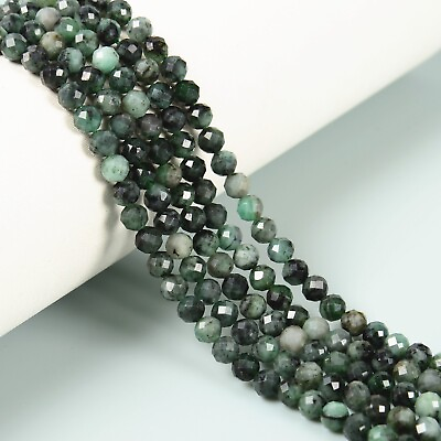 #ad Natural Emerald Faceted Round Beads Size 2mm 3mm 4mm 6mm 15.5quot; strand $7.49