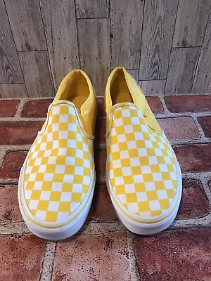 #ad Vans Sneakers Womens 10 Yellow Checkerboard Low Top Slip on Shoes Sk8t $28.99