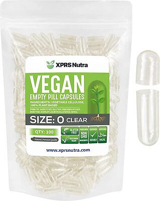 #ad Size 0 Clear Empty Vegan Vegetable Vegetarian Pill Capsules Veg Vcaps USA Made $139.99
