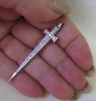 #ad Unisex Religious Cross Pendant Simulated Diamond 0.80Ct Christmas Gifted Pendant $122.66