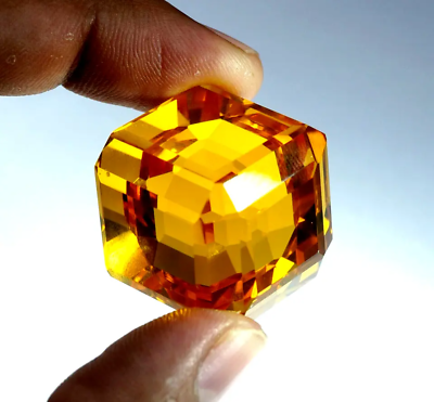 #ad 120 Ct Brazilian Certified Natural Shiny Yellow Citrine Cube Cut Loose Gemstone $20.53