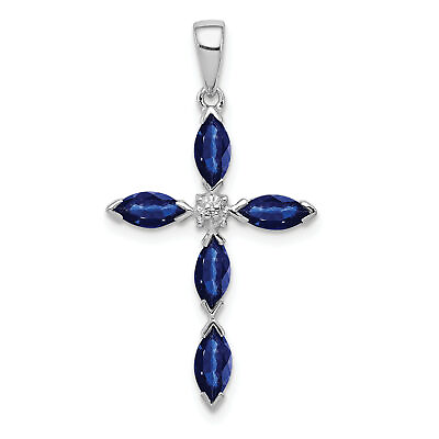 #ad Silver Rhodium Sapphire Diamond Pendant QDX869 $154.87