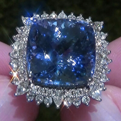 #ad 925 Silver Plated Ring Luxury Wedding Gift Cubic Zircon Women Sz 6 10 C $4.33