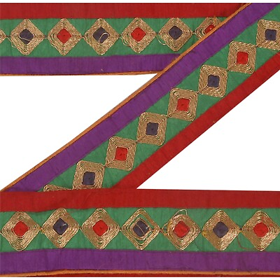 #ad Sanskriti Vintage Sari Border Craft Multi Color Trim Embroidered Decor Lace $8.75