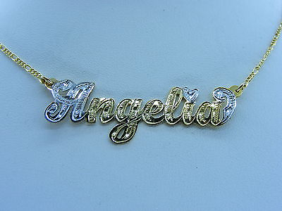 #ad PERSONALIZED 14K GOLD PLATED NAME PLATE CHAIN NECKLACE * Any name up to 9 lette $25.66