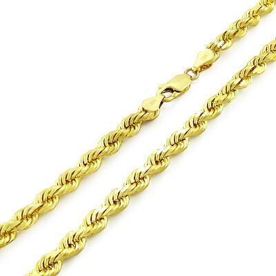 #ad 10K Yellow Gold 4mm Diamond Cut Rope Chain Link Necklace Mens Womens 20quot; $319.98