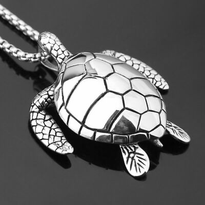 #ad Elegant 925 Sterling Silver Giant Sea Turtle New Fashion Jewelry Charm Necklace $19.74
