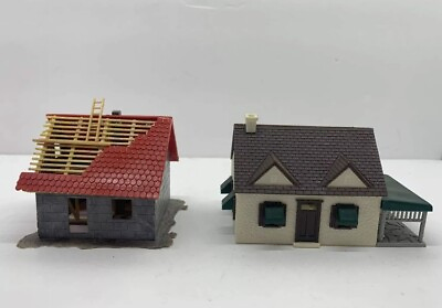 #ad HO Building Set 2 Pcs Old Town Village House Shop Roof Construction For Railroad $39.99