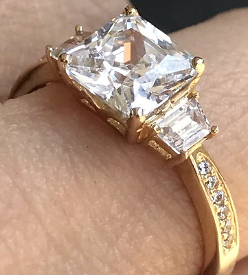 #ad GOLD 14k RING Yellow princess cz Engagement carat fine jewelry 7 6 8 $279.86