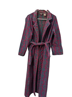 #ad Night Gear Lounge ware size 8 Petite Terry cloth robe pink green belted $41.90