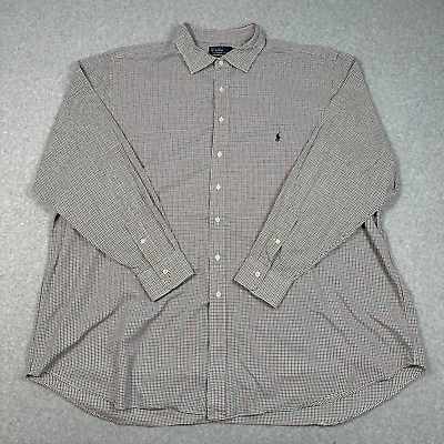 #ad polo ralph lauren shirt mens 4xlt multicolor plaid long sleeve button preppy $27.99