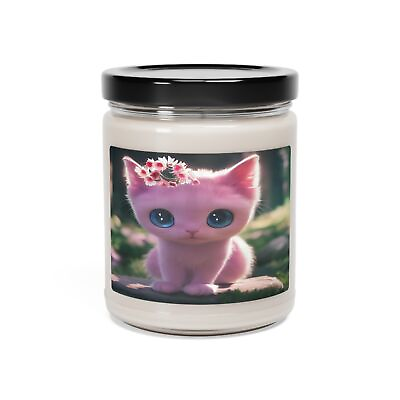 #ad Scented Soy Candle Cute Pink Cat $15.99