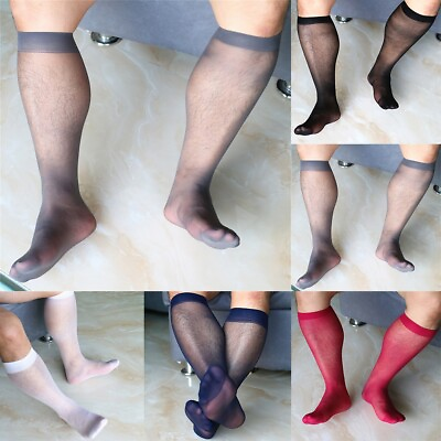 #ad Men#x27;s Socks Clothes Formal Gentlemen Gifts Silk Stockings Transparent $7.78