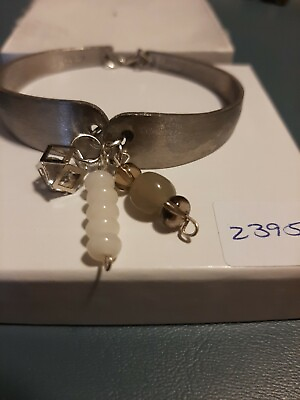 Vintage Handmade Flatware Jewelry Spoon Bracelet Geometric Prism Beads 7quot; #2395 $24.95
