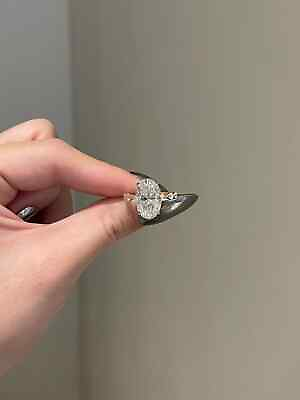 #ad Hidden halo Sterling Silver Total 2.64 Ct Oval Shape Moissanite Engagement Ring $109.00