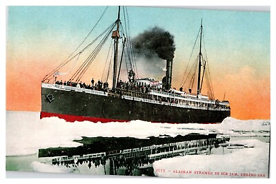 #ad c 1910 Juneau Alaska Steamer Humboldt Steamship Antique Postcard Mountains Boat $14.75