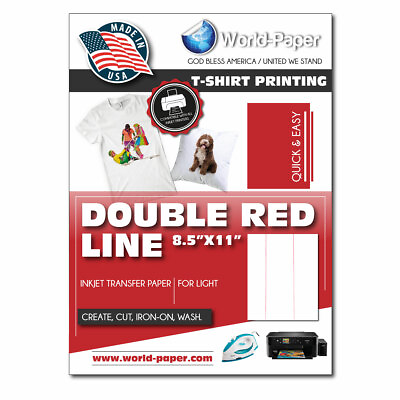 #ad Sublimation Printing on Cotton T Shirts Light * 8.5 x 11 25 Sh DOUBLE RED LINE $16.99
