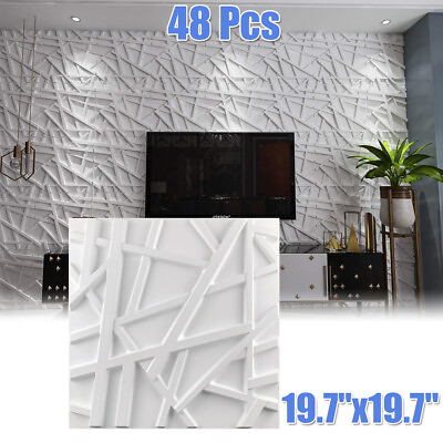 #ad 48Pcs Modern 3D Wall Panels DIY PVC Art Line Design Home Wall Ceiling Decor $130.99