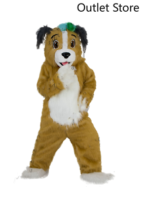#ad Halloween Cartoon Long Fur Brown Mascot Costume Fox Dog Cosplay Outfit Fursuit AU $728.80