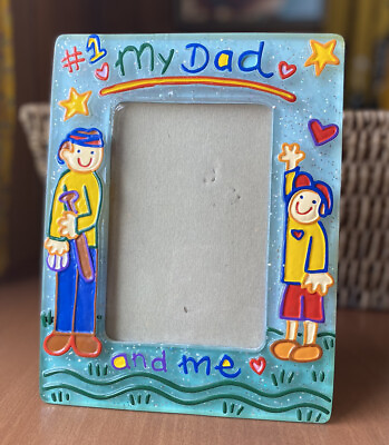 #ad My Dad And Me Father#x27;s Day Picture Frame Resin Art Daddy Gift Number One 1 Cute $13.00