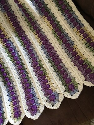 #ad New LAVENDER MEADOW purple Handmade Crocheted afghan 44 x 64 crochet $85.00