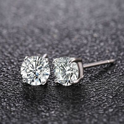 #ad 925 sterling Silver charm Sparkle crystal stud Earring for woman fashion jewelry C $2.50