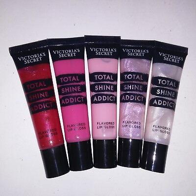#ad Set of 5 Victoria Secret Lip Gloss Total Shine Addict Cherry Bomb Love Berry New $39.89