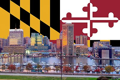#ad Baltimore Inner Harbor canvas Maryland Flag Baltimore wall canvas Inner Har $34.99