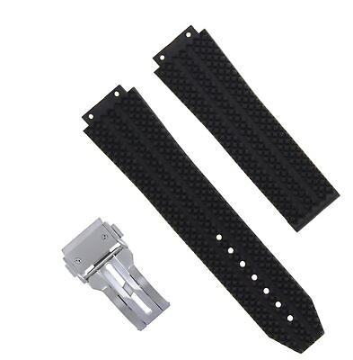 #ad REPLACEMENT 24MM RUBBER BAND STRAP CLASP FIT HUBLOT BIG BANG 44 45MM WATCH BLACK $34.95