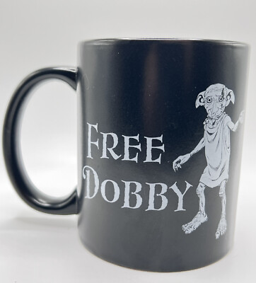 #ad Harry Potter Free Dobby Mug Black Matte 4” Elf Coffee Tea $18.68