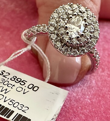 #ad $3535 Natural Diamond Halo Engagement Ring White Gold 🔹APPRAISED $2100.00