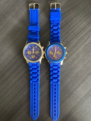 #ad Womens Fashion Watch Blue Silicone Band. You Pick...With Or Without Rhinestones $16.99