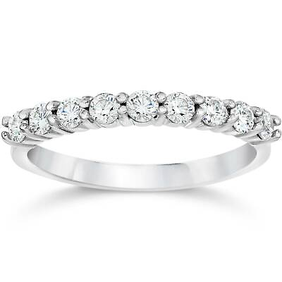 #ad 1 2ct Diamond Ring Half Eternity Wedding Band 14K White Gold $299.99