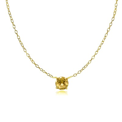 Dainty Round Citrine Choker Necklace in Gold Plated 925 Silver $14.99