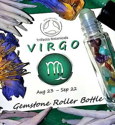VIRGO Roller Bottle Crystal Set for Essential Oil Astrology Wicca Gift $10.45