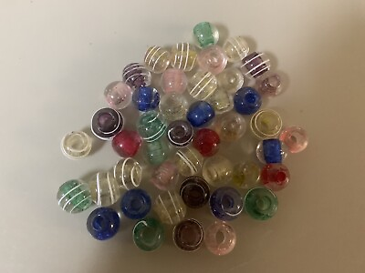 #ad Lot Of 45 Glass Beads Colorful Crafting Swirls $15.00